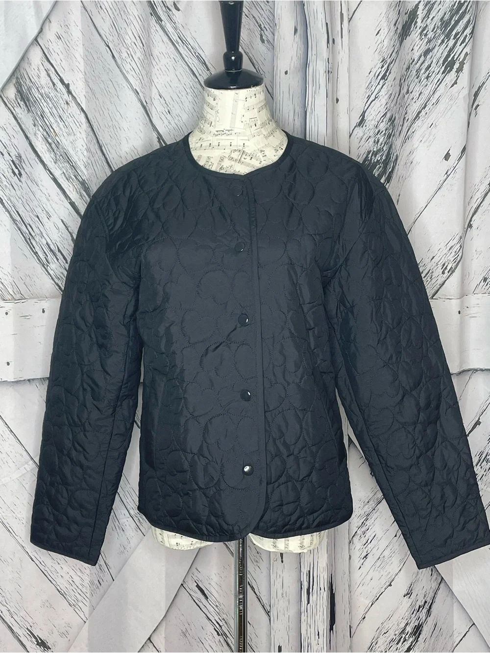 J. Crew Quilted Heart Jacket Lightweight Black XS